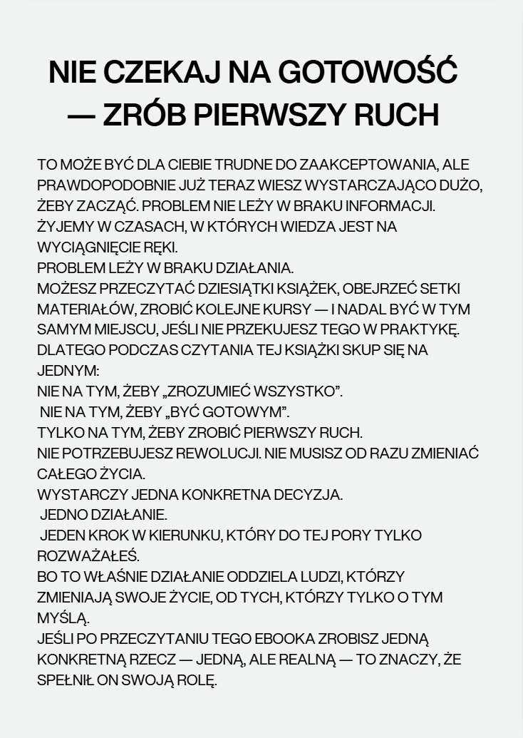 E-book Jak zacząć biznes? - przykładowa strona z planem działania