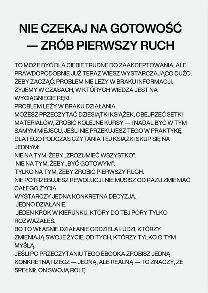 E-book Jak zacząć biznes? - przykładowa strona z planem działania